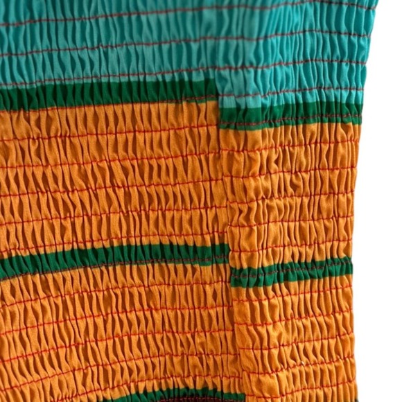 NWT Micas Top Pants Set Multicolored Stripes Knot Front Tube Top Wide Leg - Picture 10 of 11